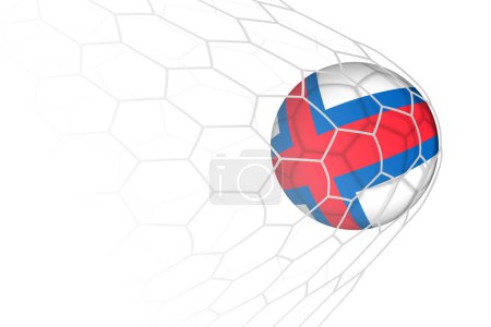 Illustration for Faroe Islands flag soccer ball in net. - Royalty Free Image