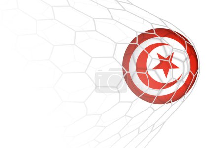 Tunisia flag soccer ball in net.