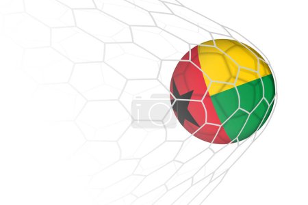 Guinea-Bissau flag soccer ball in net.
