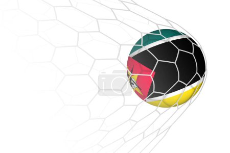 Mozambique flag soccer ball in net.