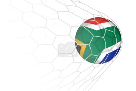 Bandera de Sudáfrica pelota de fútbol en red.
