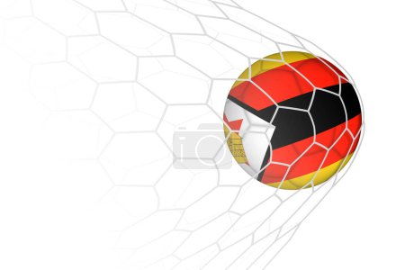 Zimbabwe flag soccer ball in net.