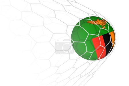 Zambia flag soccer ball in net.