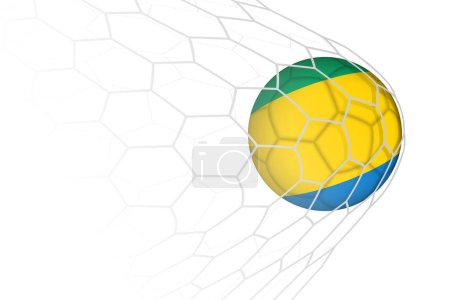 Gabon flag soccer ball in net.