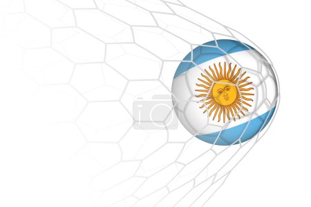 Argentina flag soccer ball in net.