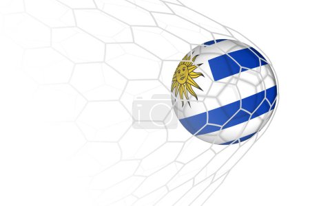 Ilustración de Bandera de Uruguay pelota de fútbol en red. - Imagen libre de derechos