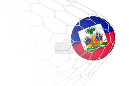 Haiti flag soccer ball in net.