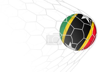 Saint Kitts and Nevis flag soccer ball in net.