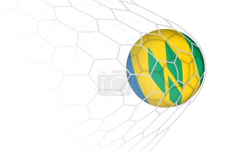 Saint Vincent and the Grenadines flag soccer ball in net.