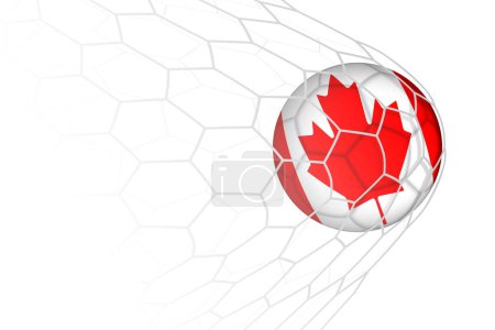 Canada flag soccer ball in net.