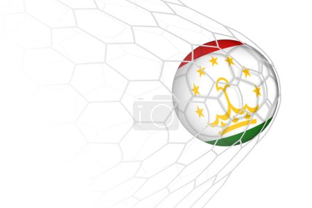 Téléchargez les illustrations : Tadjikistan drapeau ballon de football dans le filet. - en licence libre de droit