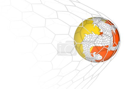 Illustration for Bhutan flag soccer ball in net. - Royalty Free Image