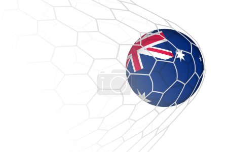 Australia flag soccer ball in net.