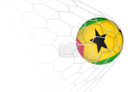 Sao Tome und Principe flaggen Fußball im Netz.