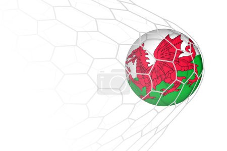 Wales flag soccer ball in net.