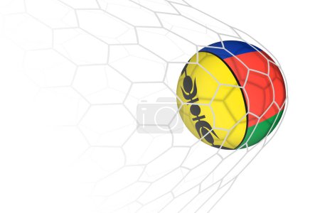Ilustración de Bandera de Nueva Caledonia balón de fútbol en red. - Imagen libre de derechos