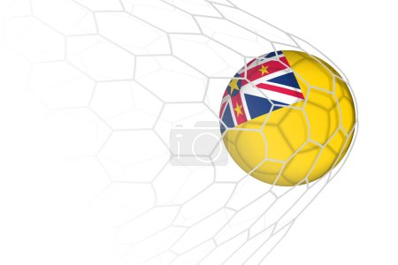 Niue flag soccer ball in net.