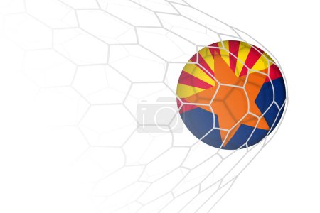 Arizona flag soccer ball in net.