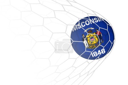 Ilustración de Bola de fútbol bandera de Wisconsin en red. - Imagen libre de derechos