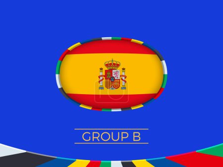 Ilustración de Bandera de España para el torneo de fútbol europeo 2024, signo de la selección nacional. - Imagen libre de derechos