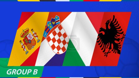 Ilustración de Banderas del Grupo B del torneo internacional de fútbol 2024. Banderas abstractas de España, Croacia, Italia, Albania - Imagen libre de derechos