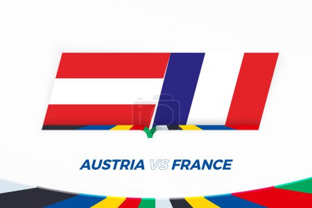 Austria vs Francia en la Competencia de Fútbol, Grupo D. Versus icono en el fondo del fútbol.