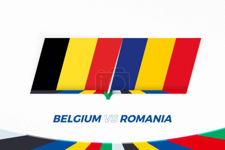 Belgium vs Romania in Football Competition, Group E. Versus icon on Football background.