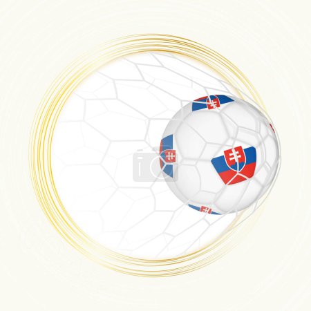 Ilustración de Emblema de fútbol con pelota de fútbol con bandera de Eslovaquia en la red, gol de puntuación para Eslovaquia. - Imagen libre de derechos
