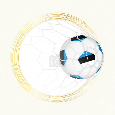 Fußball-Emblem mit Ball und Flagge Estlands im Netz, Tor für Estland.