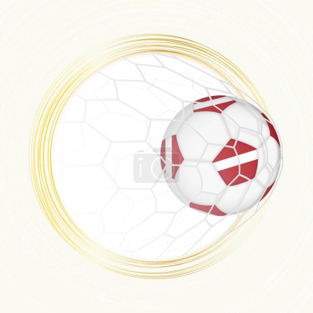 Illustration for Football emblem with football ball with flag of Latvia in net, scoring goal for Latvia. - Royalty Free Image
