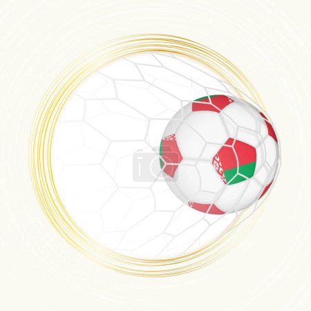 Football emblem with football ball with flag of Belarus in net, scoring goal for Belarus.