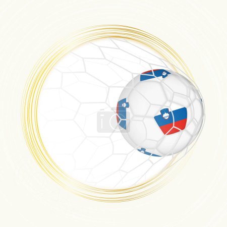 Emblema de fútbol con pelota de fútbol con bandera de Eslovenia en la red, gol de puntuación para Eslovenia.