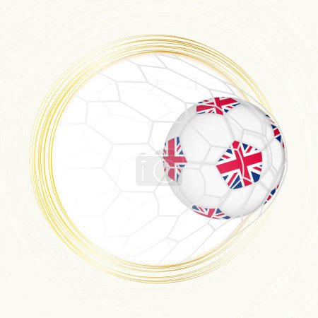 Illustration for Football emblem with football ball with flag of United Kingdom in net, scoring goal for United Kingdom. - Royalty Free Image