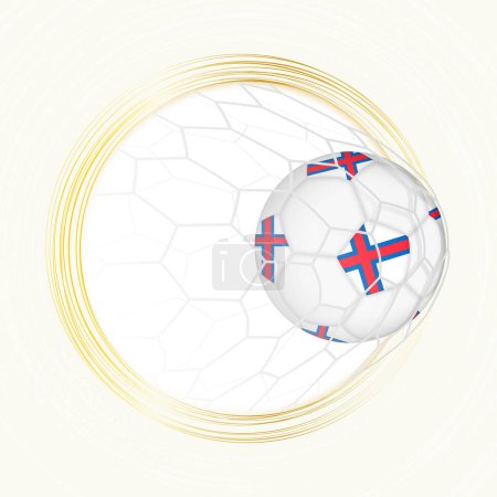 Illustration for Football emblem with football ball with flag of Faroe Islands in net, scoring goal for Faroe Islands. - Royalty Free Image