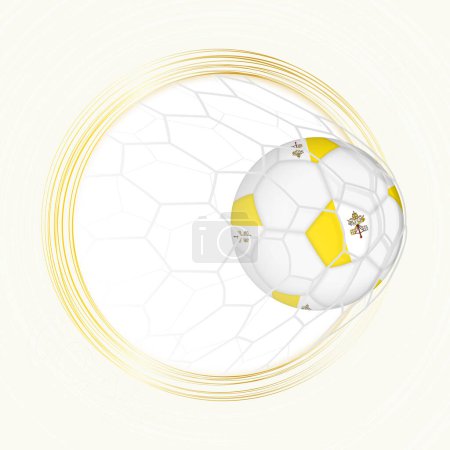 Emblema de fútbol con pelota de fútbol con bandera de la Ciudad del Vaticano en la red, anotando gol para la Ciudad del Vaticano.