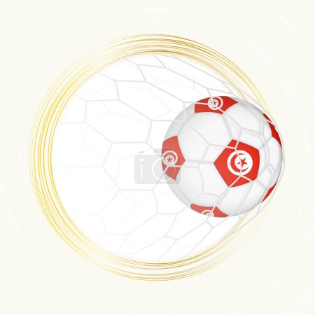 Football emblem with football ball with flag of Tunisia in net, scoring goal for Tunisia.