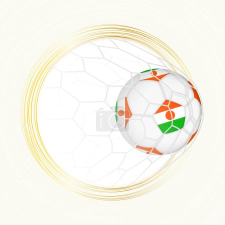 Football emblem with football ball with flag of Niger in net, scoring goal for Niger.