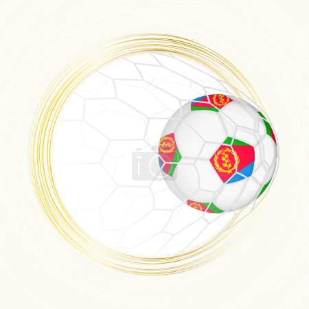Illustration for Football emblem with football ball with flag of Eritrea in net, scoring goal for Eritrea. - Royalty Free Image