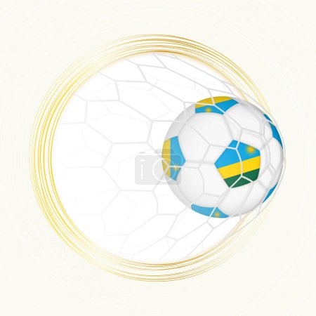 Fußball-Emblem mit Fußball und Flagge Ruandas im Netz, Tor für Ruanda.