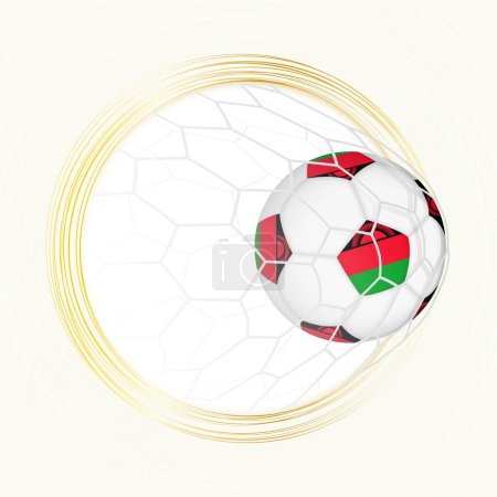 Fußball-Emblem mit Fußball mit Fahne von Malawi im Netz, Tor für Malawi.