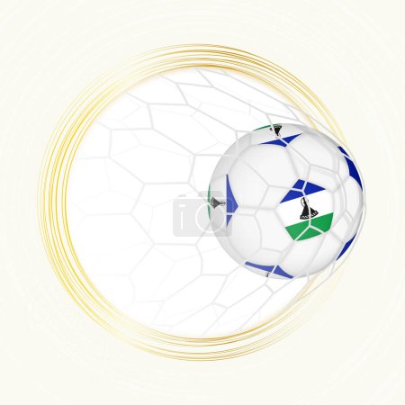 Ilustración de Emblema de fútbol con pelota de fútbol con bandera de Lesotho en red, gol de anotación para Lesotho. - Imagen libre de derechos