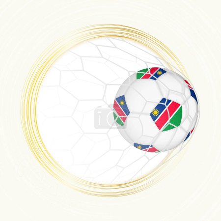 Fußball-Emblem mit Ball und Fahne von Namibia im Netz, Tor für Namibia.