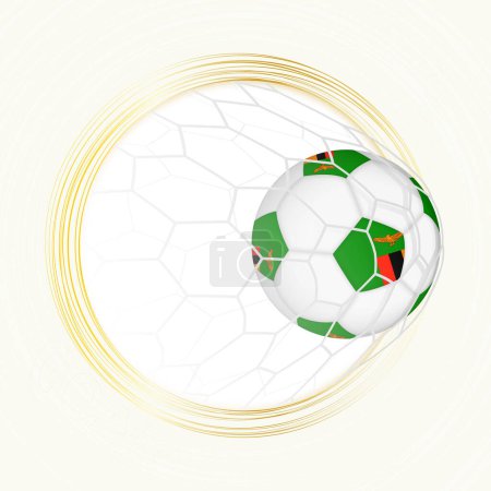 Fußball-Emblem mit Ball und Flagge von Sambia im Netz, Tor für Sambia.