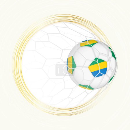 Football emblem with football ball with flag of Gabon in net, scoring goal for Gabon.