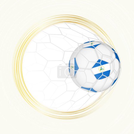Fußball-Emblem mit Ball und Fahne Nicaraguas im Netz, Tor für Nicaragua.