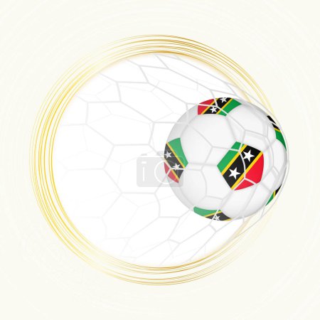 Football emblem with football ball with flag of Saint Kitts and Nevis in net, scoring goal for Saint Kitts and Nevis.