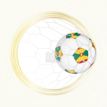 Illustration for Football emblem with football ball with flag of Grenada in net, scoring goal for Grenada. - Royalty Free Image