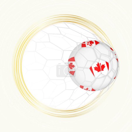 Football emblem with football ball with flag of Canada in net, scoring goal for Canada.