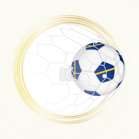Fußball-Emblem mit Ball und Fahne von Nauru im Netz, Tor für Nauru.