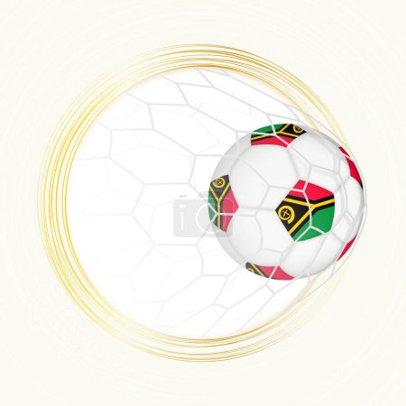 Football emblem with football ball with flag of Vanuatu in net, scoring goal for Vanuatu.